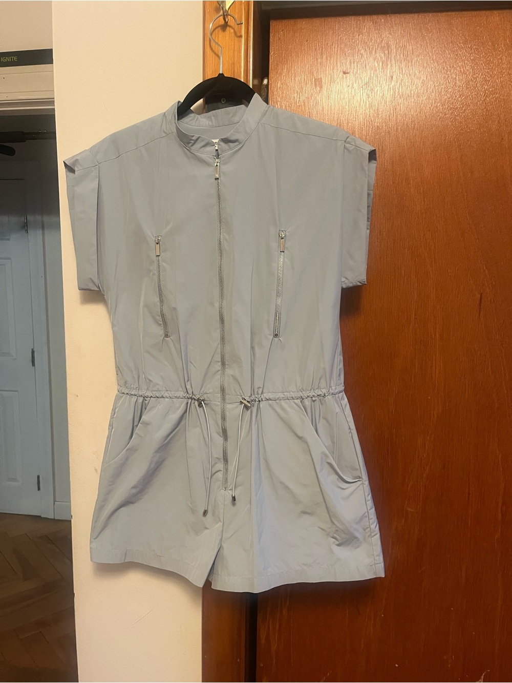 Amanda Uprichard Light Blue Short Sleeve Zip-Front Utility Jacket